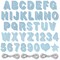 Juvale Custom Banner Kit - Blue Glitter Cardboard Letters, 5 x 4 In, 126 Pieces (A-Z, 0-9, Hearts & Stars), 3 Silver Ropes - Personalized Letters for Wall Decor, DIY Party & Welcome Banner